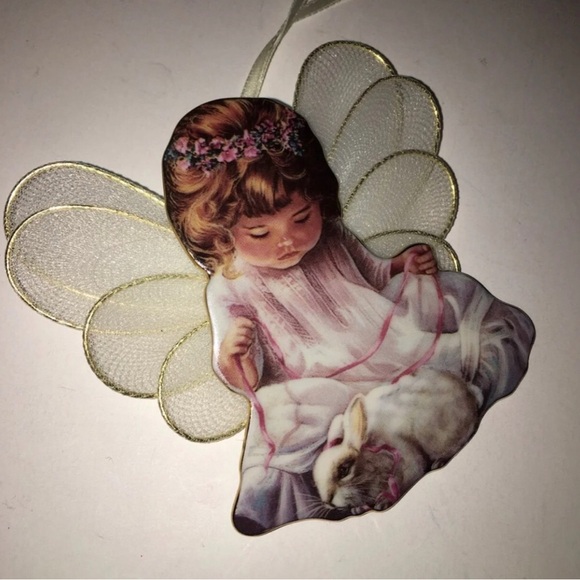 The Bradford Exchange Angel Ornament with Bunny - Picture 1 of 2